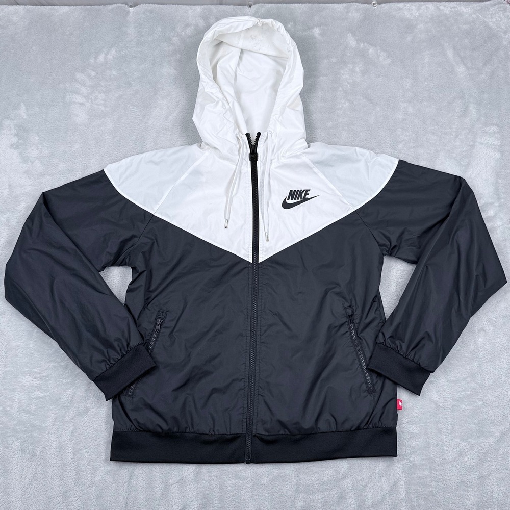 Nike Windrunner Jacket Womens Medium Black White Colorblock Hooded CN6910-011